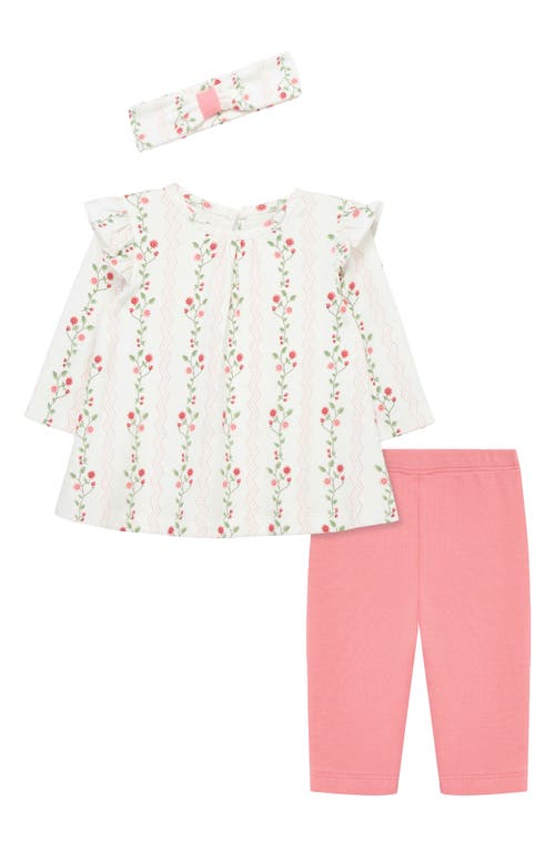 Little Me Print Tunic, Leggings & Headband Set In Pink
