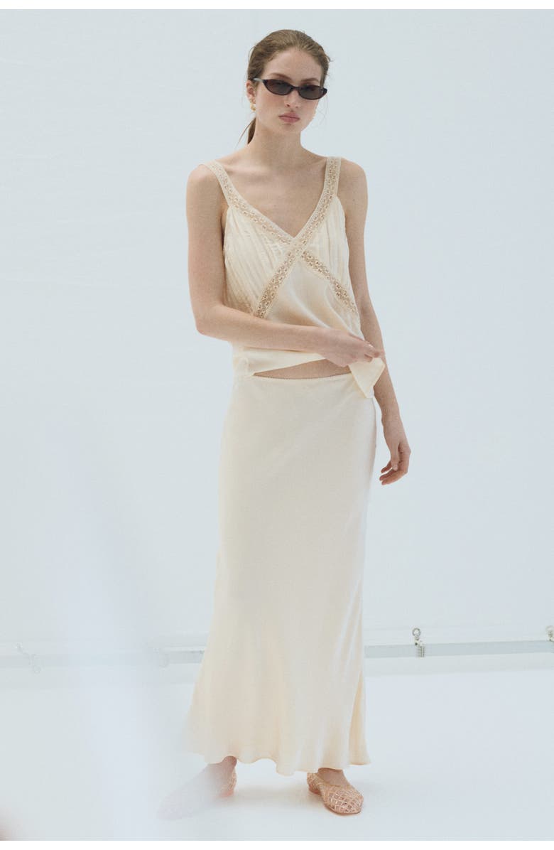 H&M Viscose-blend Slip Skirt, Alternate, color, Light Beige