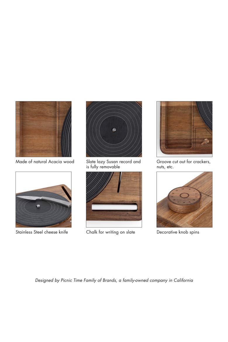 Turntable Acacia and Slate Cheese Board with Knife, Alternate, color, Acacia Wood