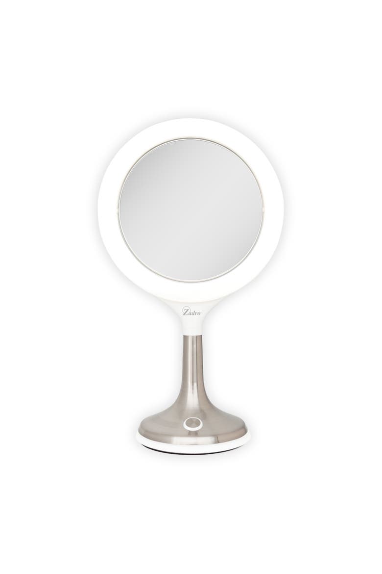Solana Lighted Makeup Mirror with 8X/1X Magnification & Touch Pad, Main, color, Satin Nickel