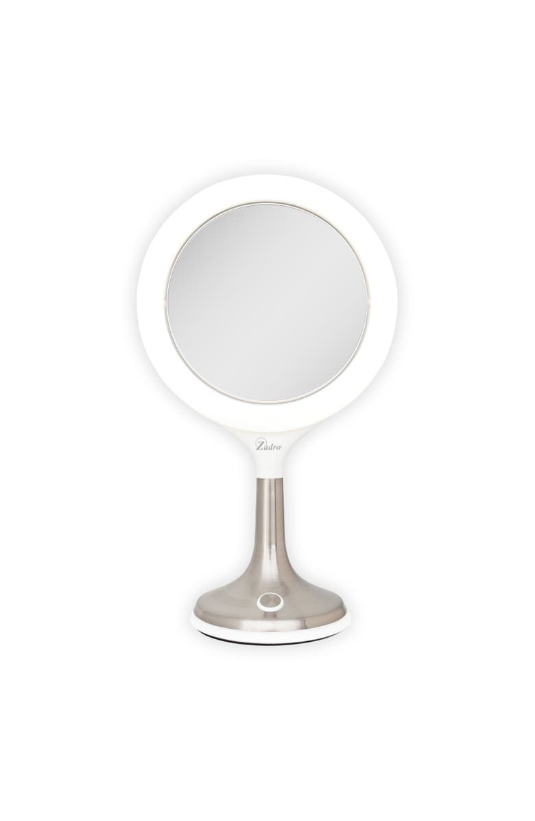 Zadro Solana Lighted Makeup Mirror with 8X/1X Magnification & Touch Pad, Main, color, Satin Nickel