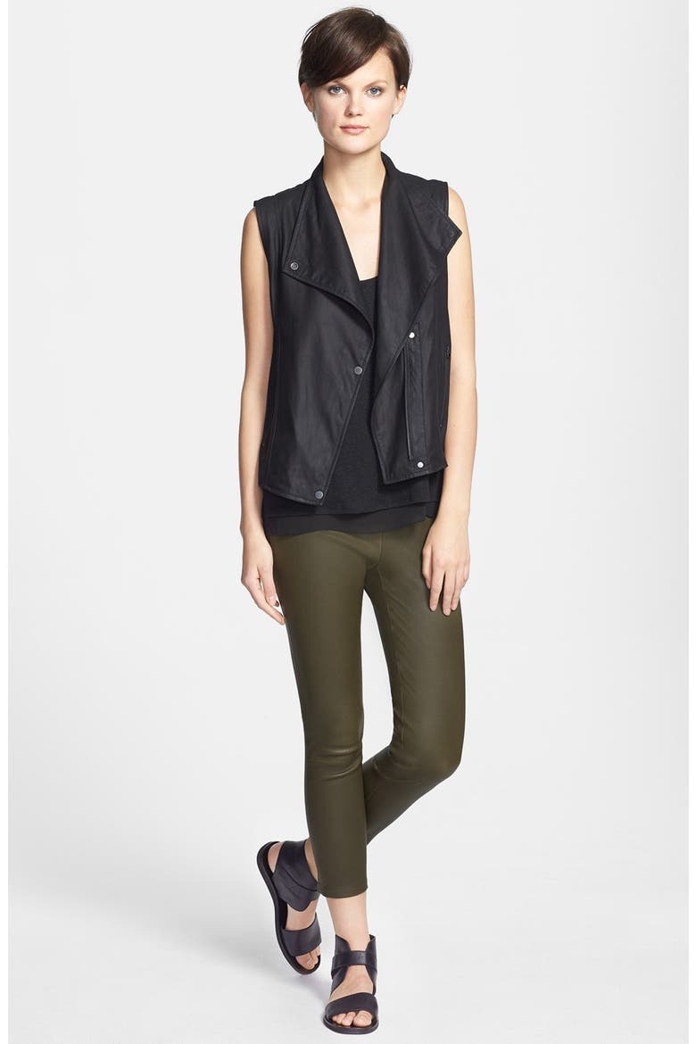 'Paper' Leather Vest, Alternate, color, BLACK