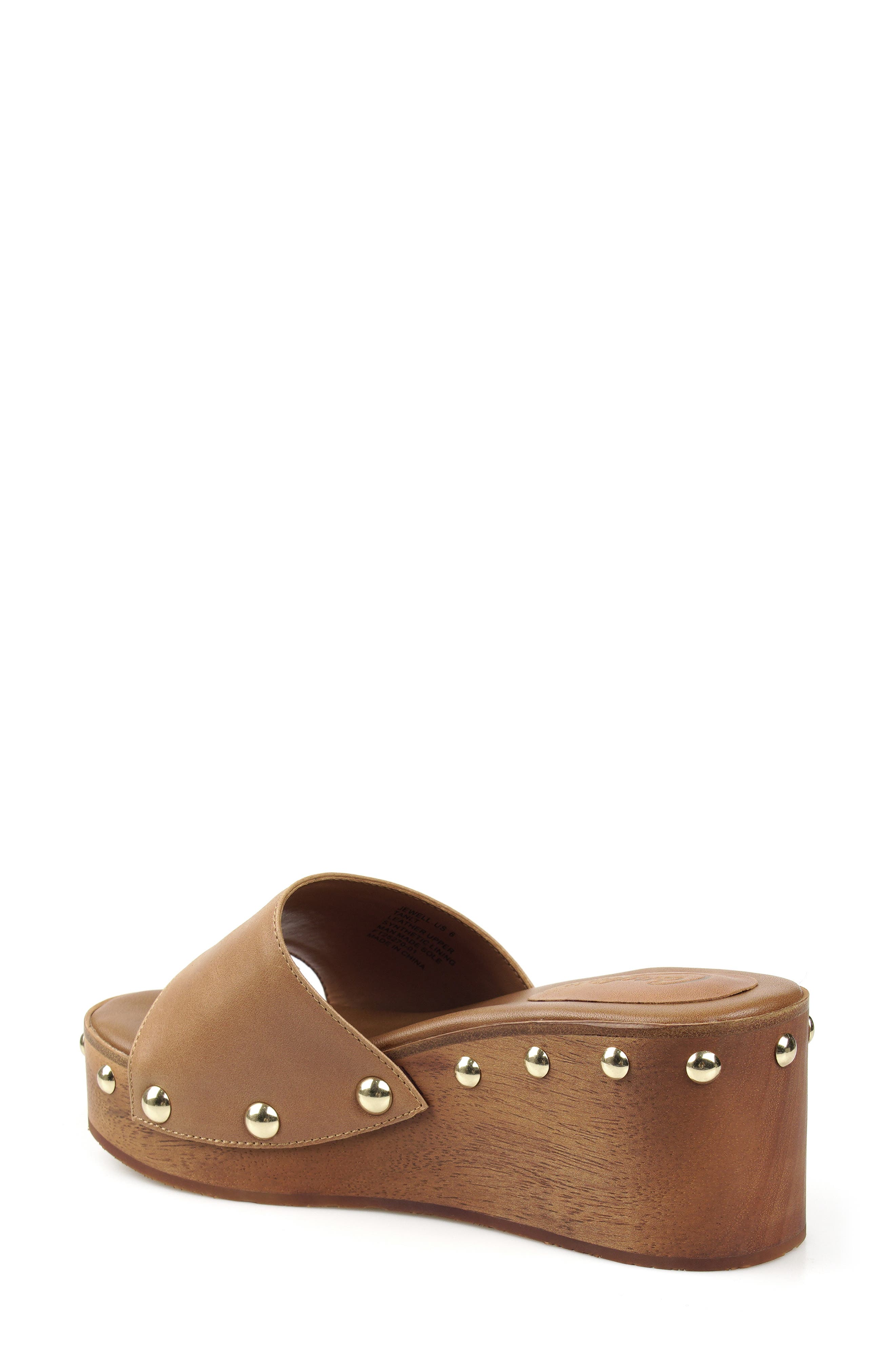Jewell Platform Wedge Slide Sandal, Alternate, color, TAN LEATHER