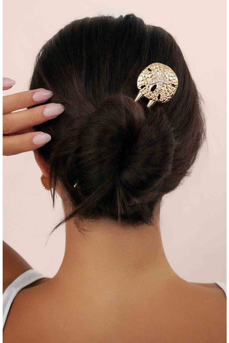 Sand Dollar Hair Pin, Alternate, color, GOLD