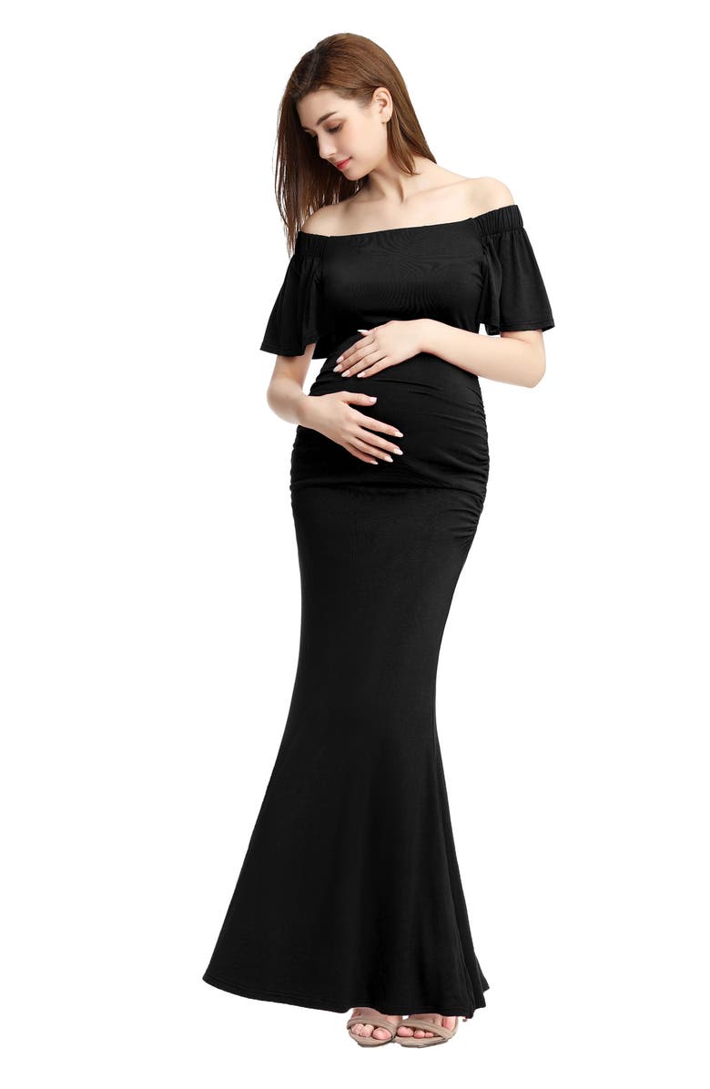 Kimi and Kai Abigail Off the Shoulder Maternity Trumpet Gown, Alternate, color,