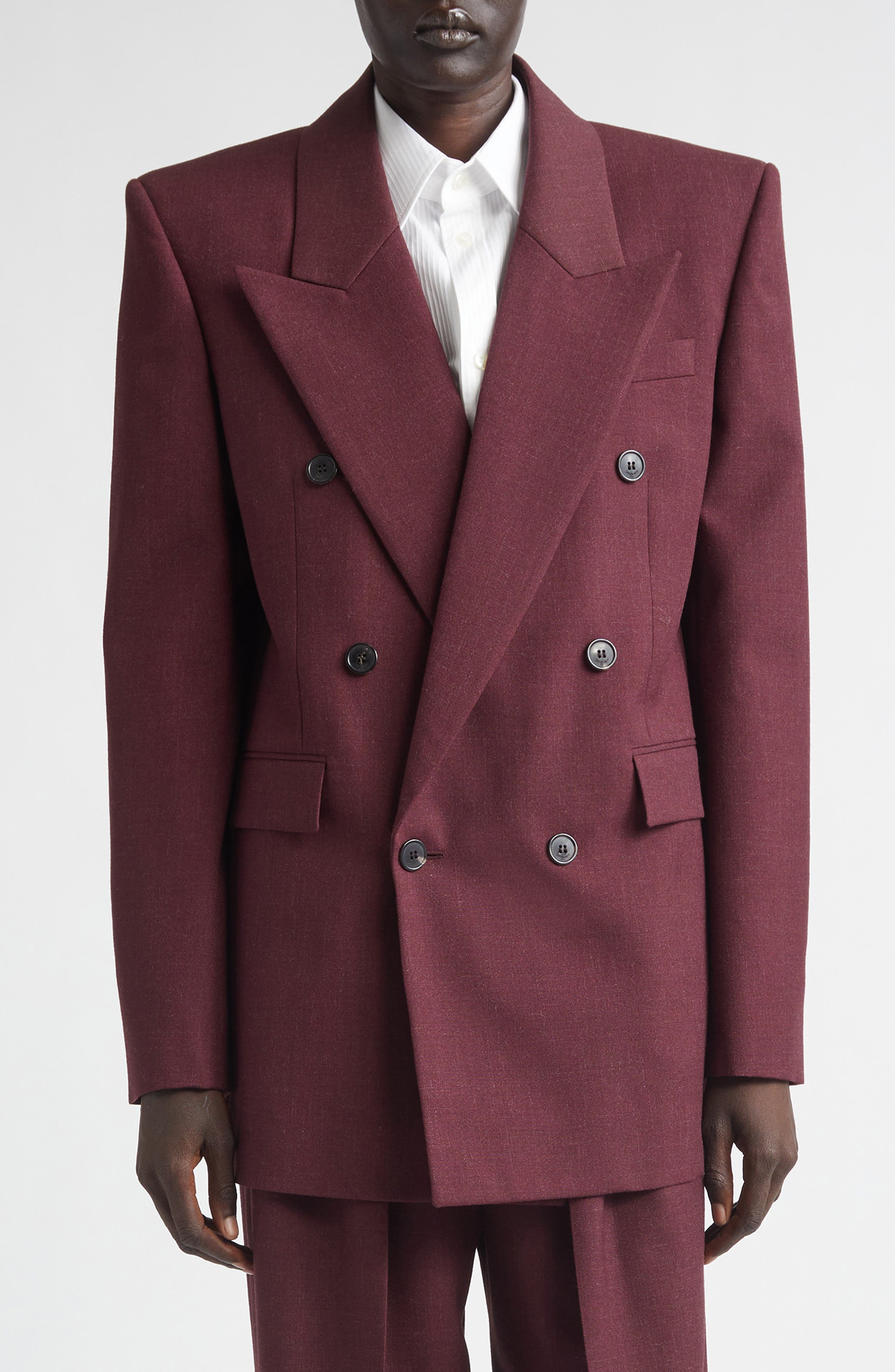 Double Breasted Wool Gabardine Blazer