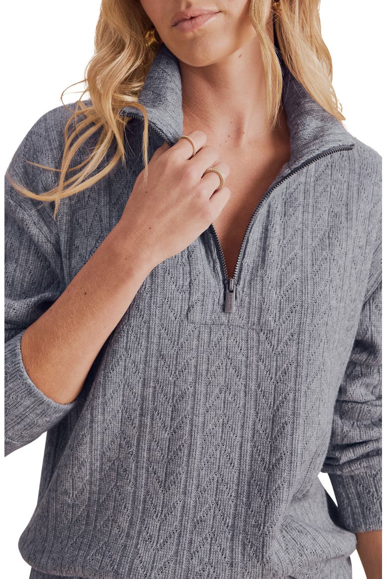 Sweatersoft Quarter Zip Pullover, Alternate, color, DARK NAVY BLUE HEATHER