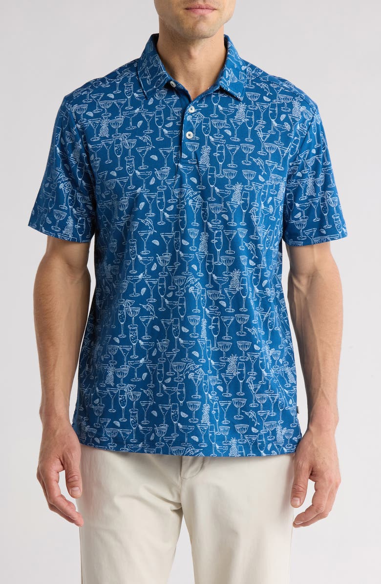 Tommy Bahama Marlin Cocktails Cotton Blend Polo, Main, color, Deep Azure