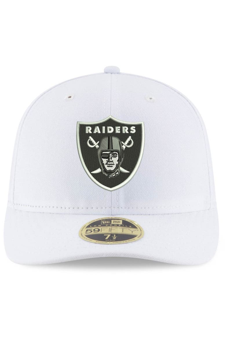 Men's New Era White Las Vegas Raiders Team Logo Omaha Low Profile 59FIFTY Fitted Hat, Alternate, color, WHITE
