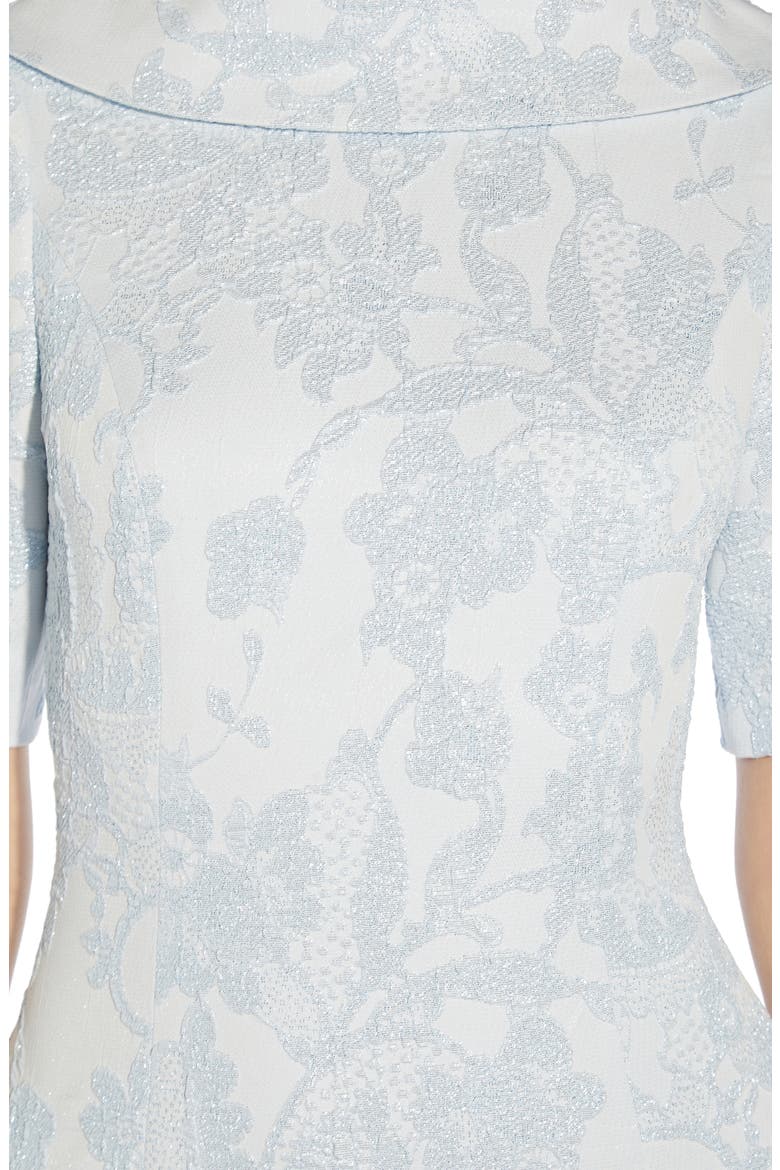 Floral Matelassé Cocktail Dress, Alternate, color, BLUE MIST