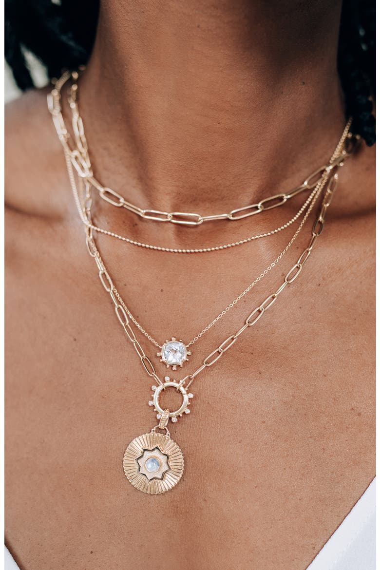 Dew Drop Avery White Topaz Pendant Necklace, Alternate, color, CLEAR