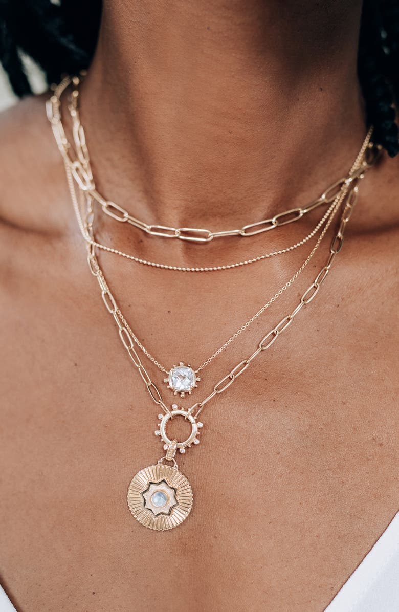 Anzie Dew Drop Avery White Topaz Pendant Necklace, Alternate, color, Clear