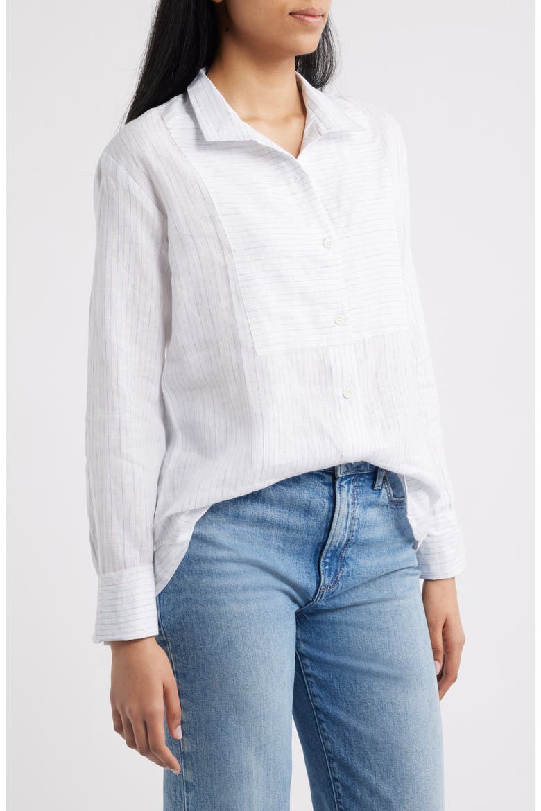 Linen Button-Up Shirt, Alternate, color, WHITE MULTI