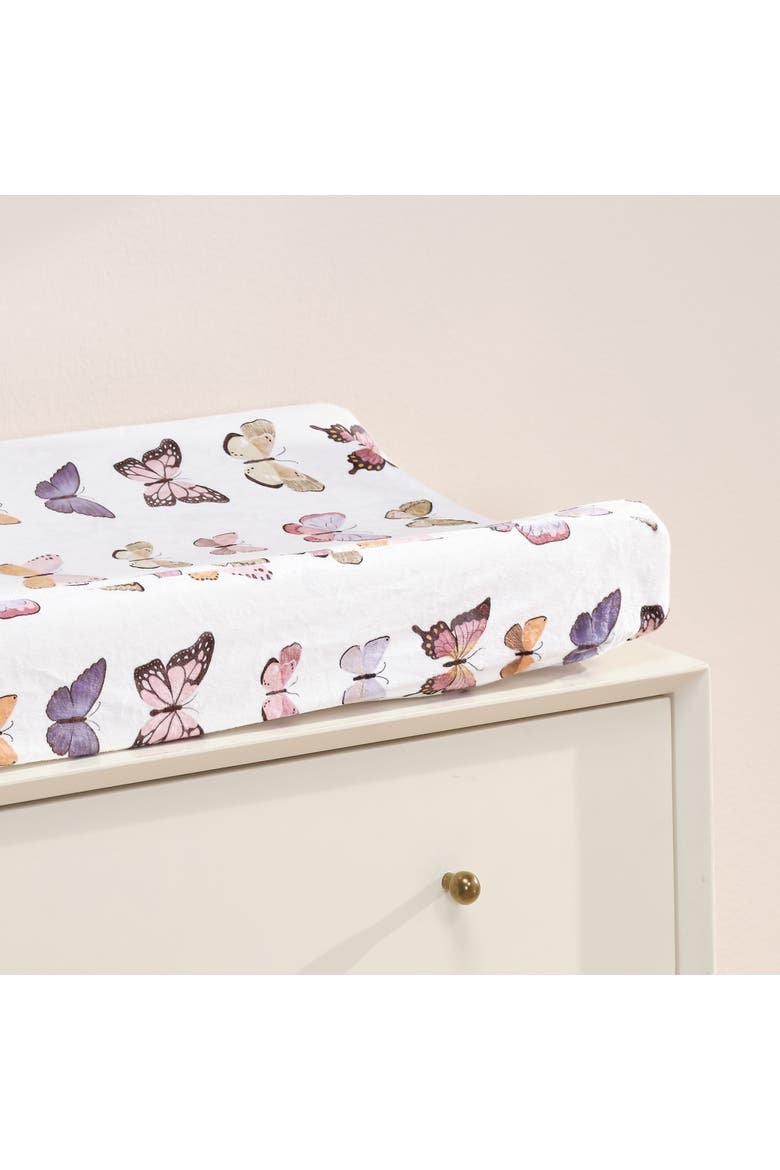 Butterfly Dreams Soft/Cozy Fleece Changing Pad Cover, Alternate, color, White