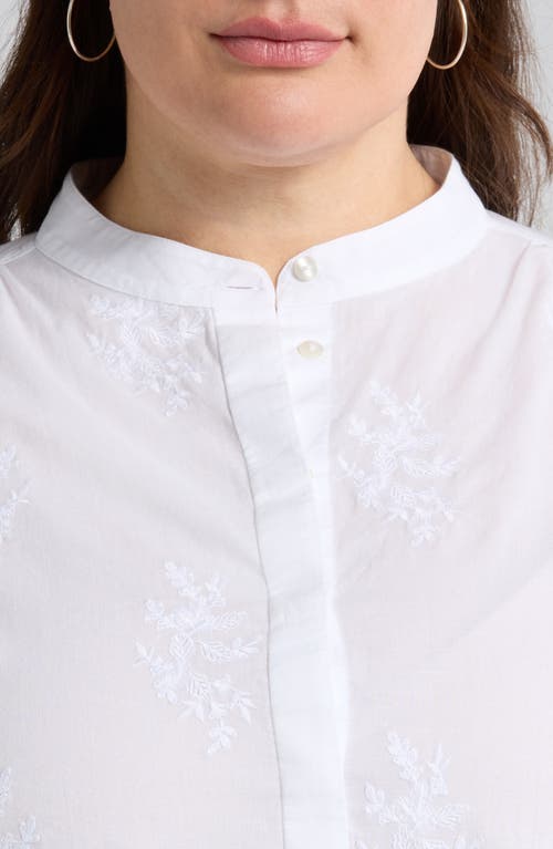 CASLON CASLON® EMBROIDERED COTTON BUTTON-UP SHIRT