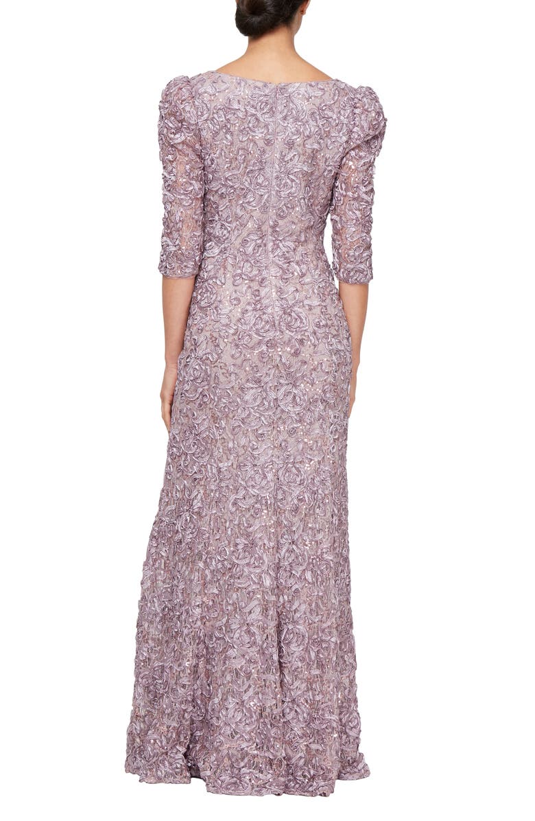 Alex Evenings Sequin Soutache Lace A-Line Gown, Alternate, color,