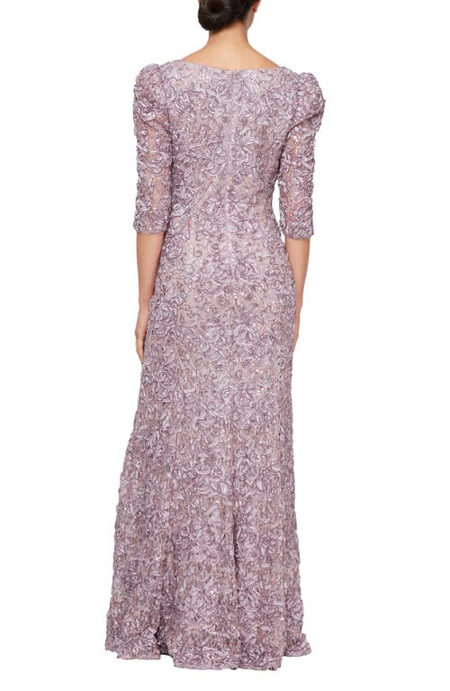 ALEX EVENINGS ALEX EVENINGS SEQUIN SOUTACHE LACE A-LINE GOWN