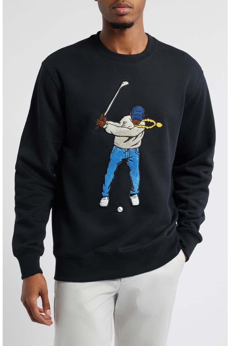 Swingman Appliqué Sweatshirt, Main, color, BLACK