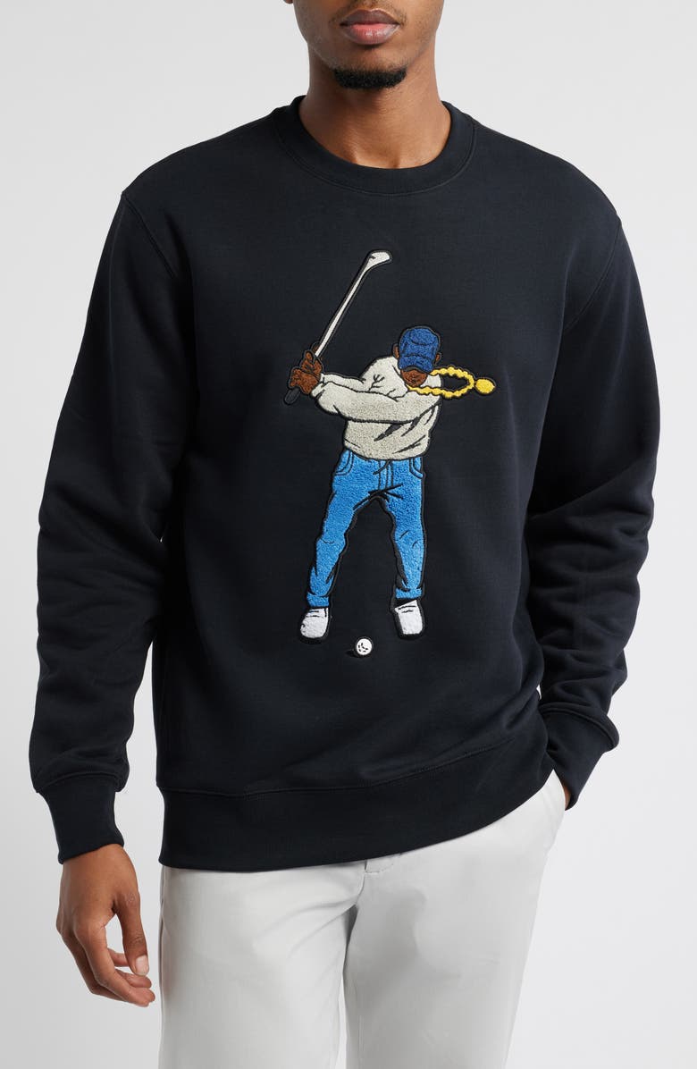 Eastside Golf Swingman Appliqué Sweatshirt, Main, color, Black