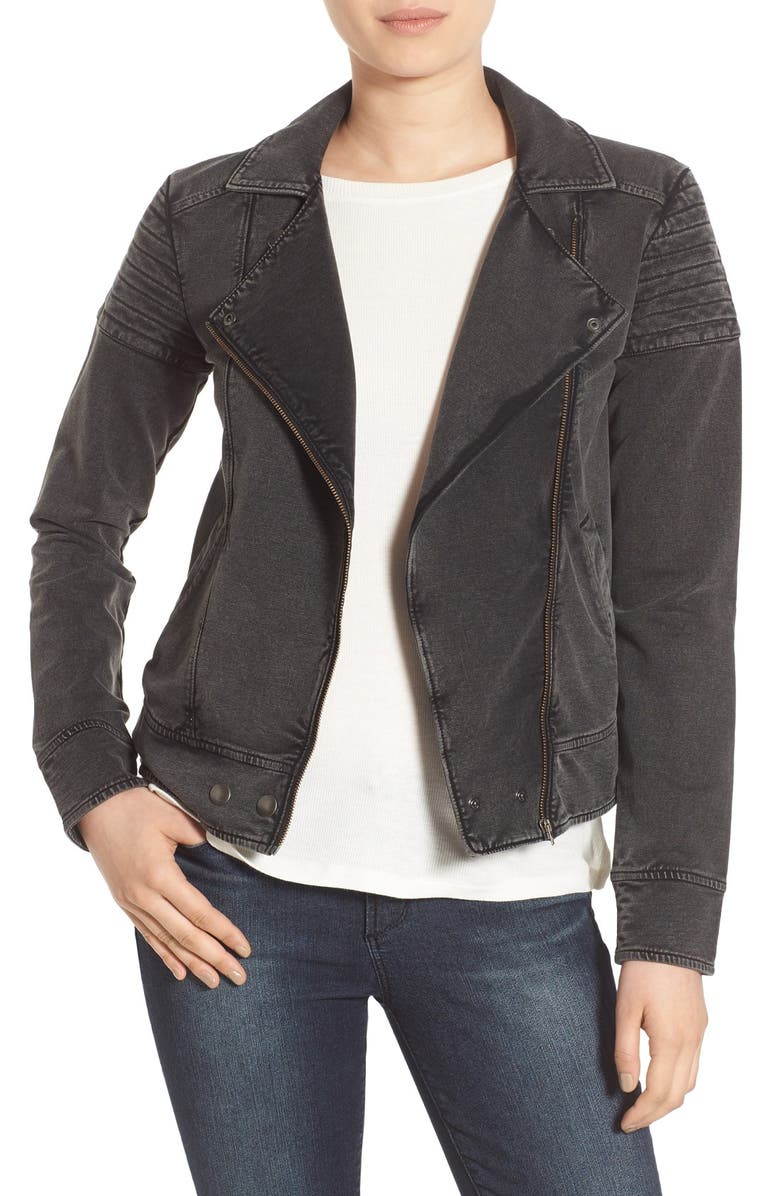 BP. Stretch Knit Moto Jacket, Main, color,