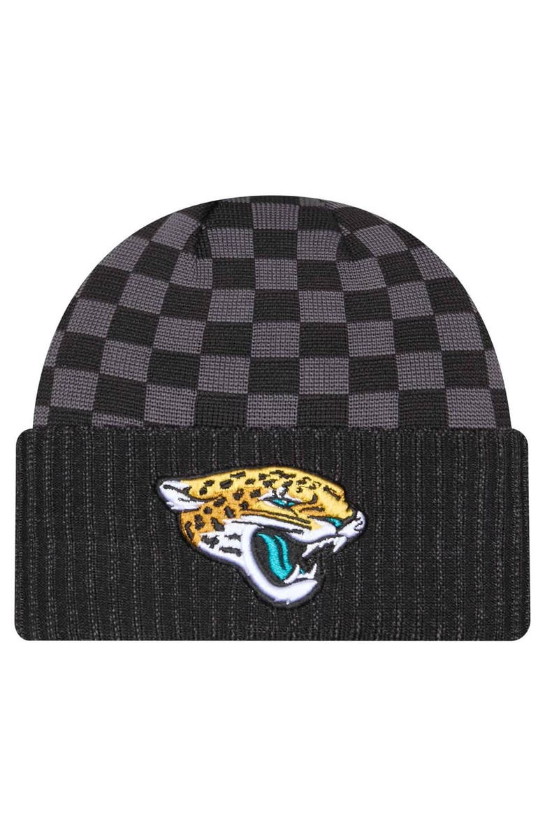 New Era Men's New Era Black Jacksonville Jaguars Checkered Cuffed Knit Hat, Main, color, Black