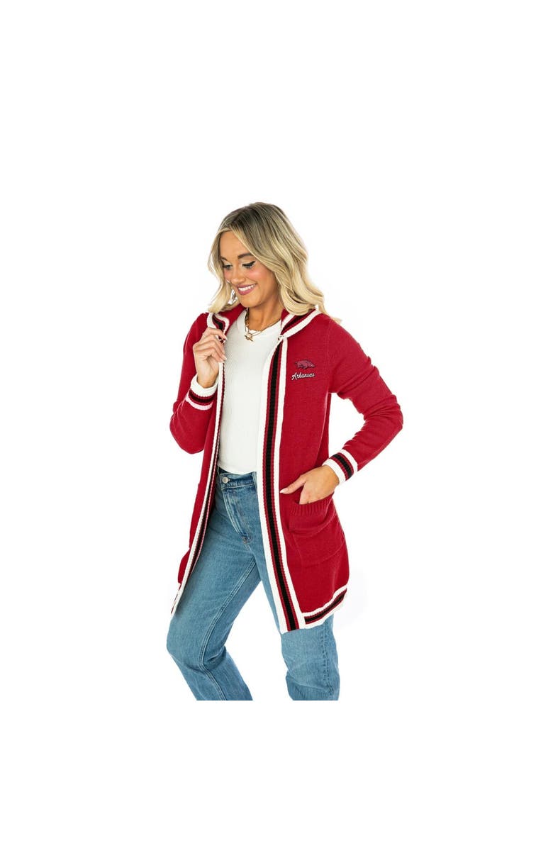 GAMEDAY COUTURE Women's Gameday Couture Crimson Arkansas Razorbacks Tri-Blend Rounded Stripe Cardigan, Alternate, color,