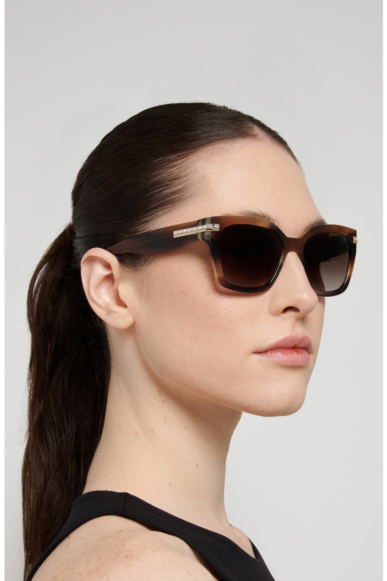 54mm Gradient Polarized Square Sunglasses, Alternate, color, HAVANA BROWN/ BROWN SF