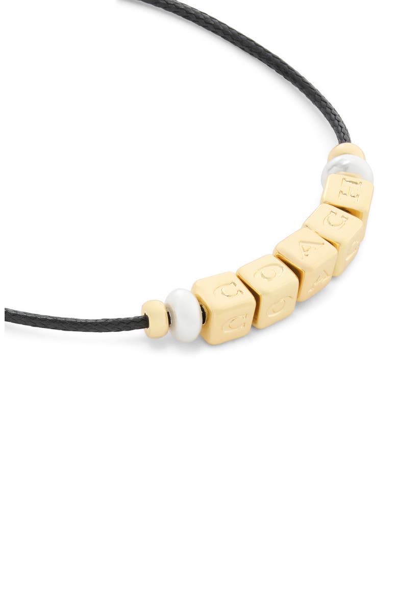 Cube Imitation Pearl Cord Bracelet, Alternate, color, PEARL/ GOLD