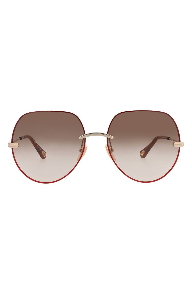 Chloé 58mm Round Sunglasses, Main, color, Gold Gold Brown