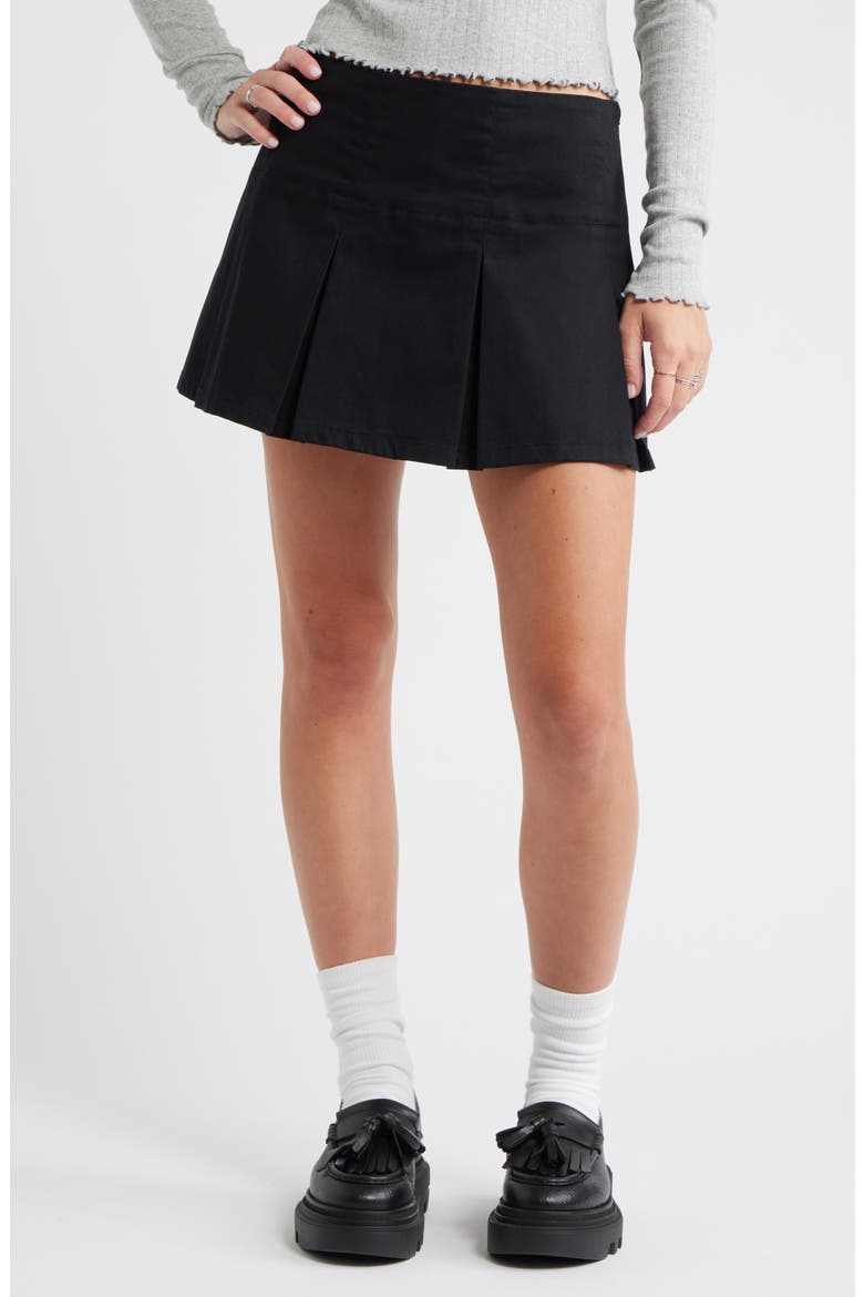 Preppy Pleated Miniskort, Main, color, BLACK