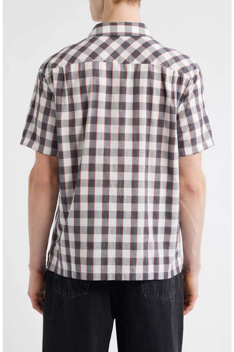 Cru Plaid Short Sleeve Button-Up Shirt, Alternate, color, BLACK/ OFF WHITE/ RED