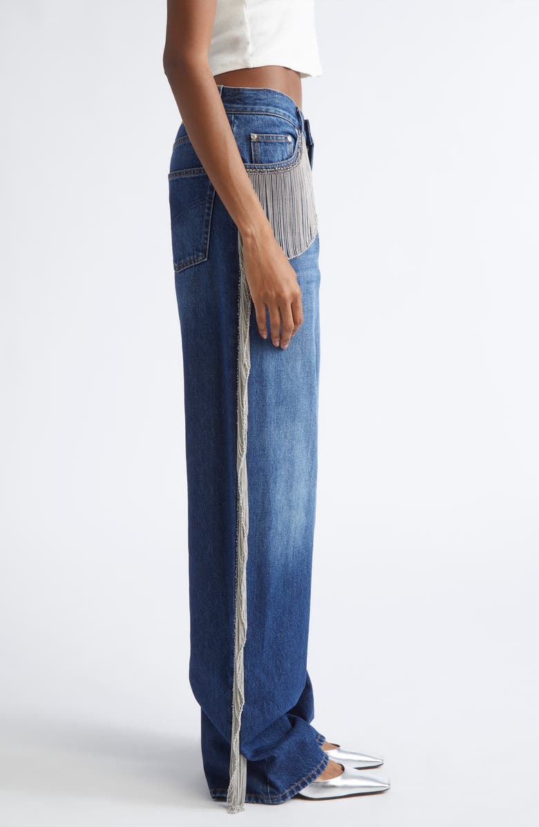 Stella McCartney Chain Tassel Straight Leg Jeans, Alternate, color, Dark Blue