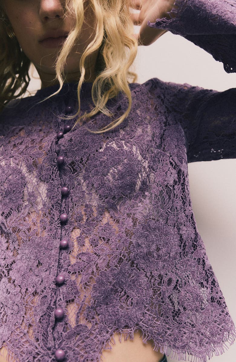 NEXT Lace Button-Up Top, Alternate, color, Purple