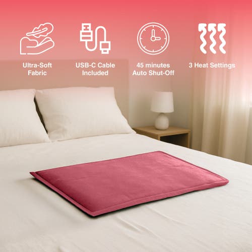 Pursonic Large Electric Heating Pad In Pink