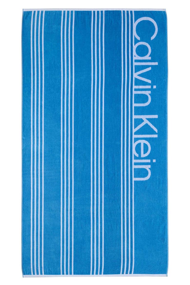Logo Pinstripe 2-Piece Beach Towel Set, Alternate, color, MEDIUM / DARK BLUE