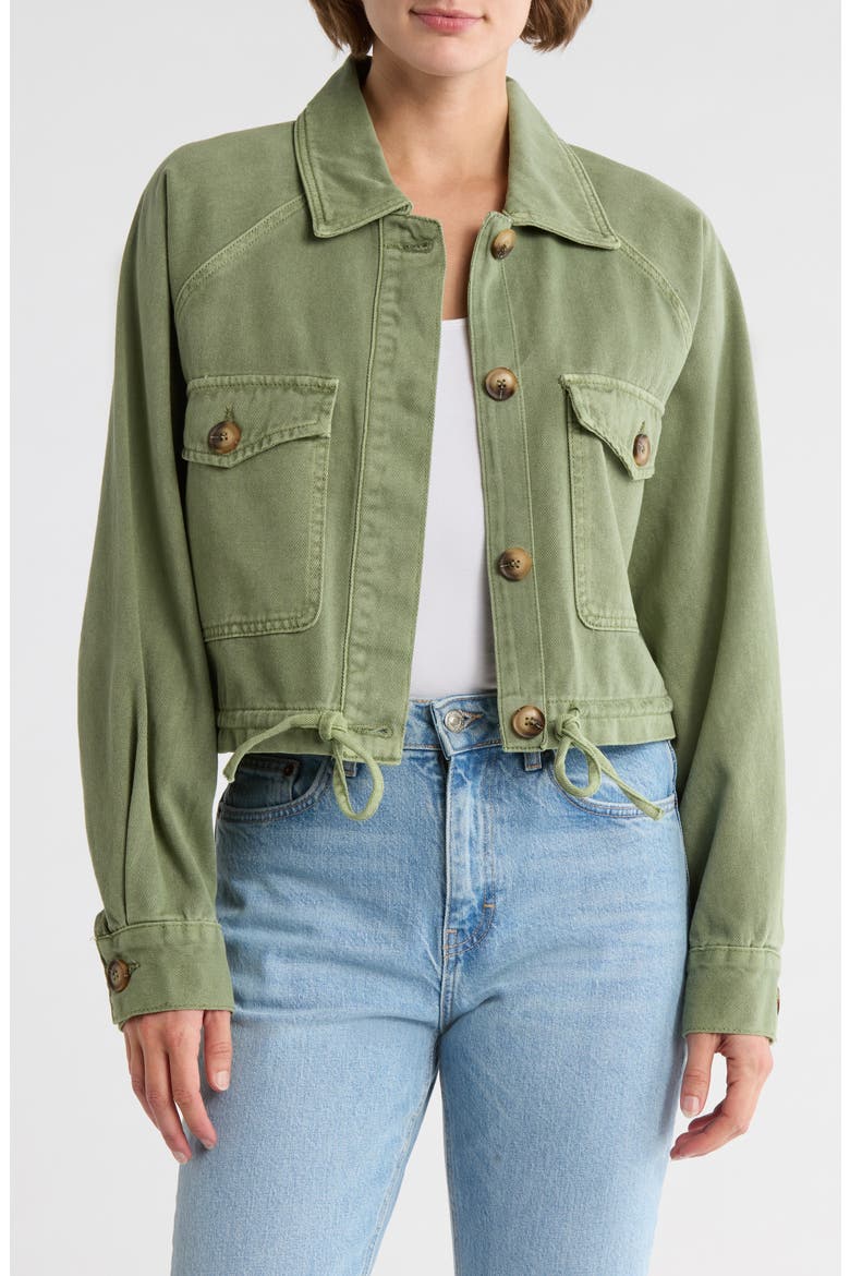 Crop Twill Shirt Jacket, Main, color, BASIL MOCKTAIL