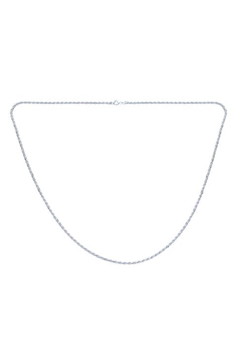 Sterling Silver 2mm 50 Gauge Rope Link Chain Necklace