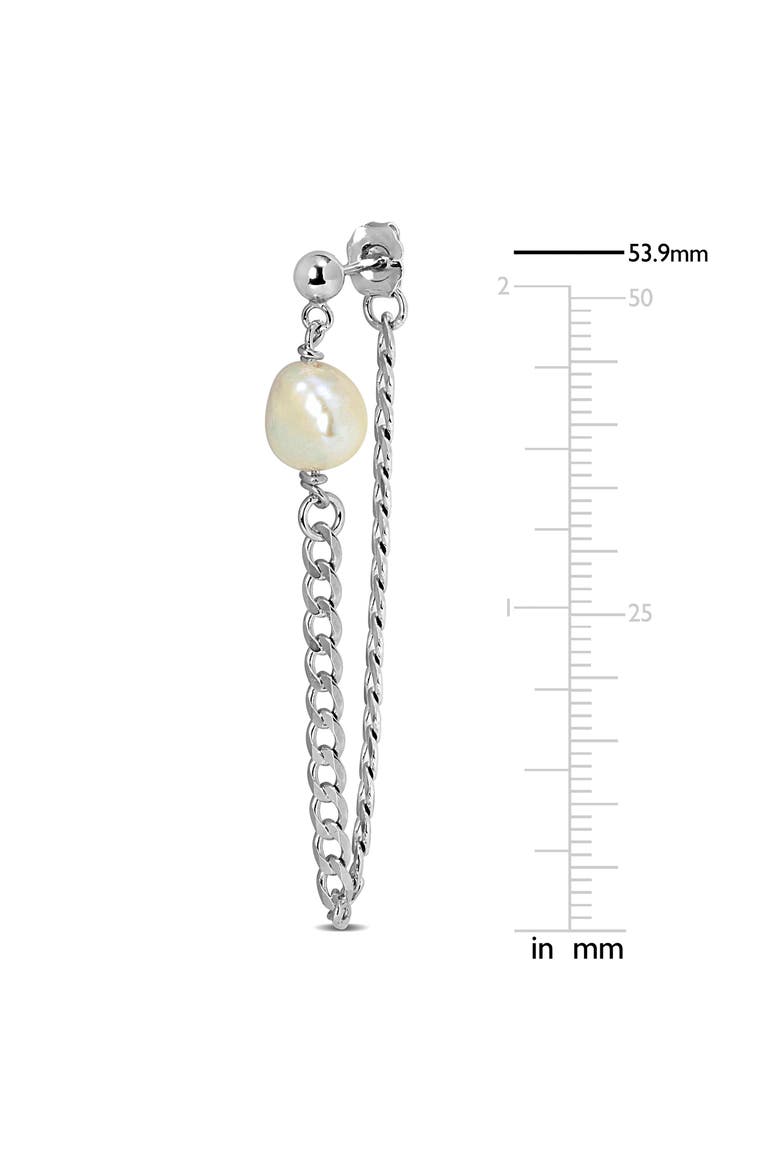 Cultured Freshwater Pearl Draped Chain Front/Back Earrings, Alternate, color, WHITE