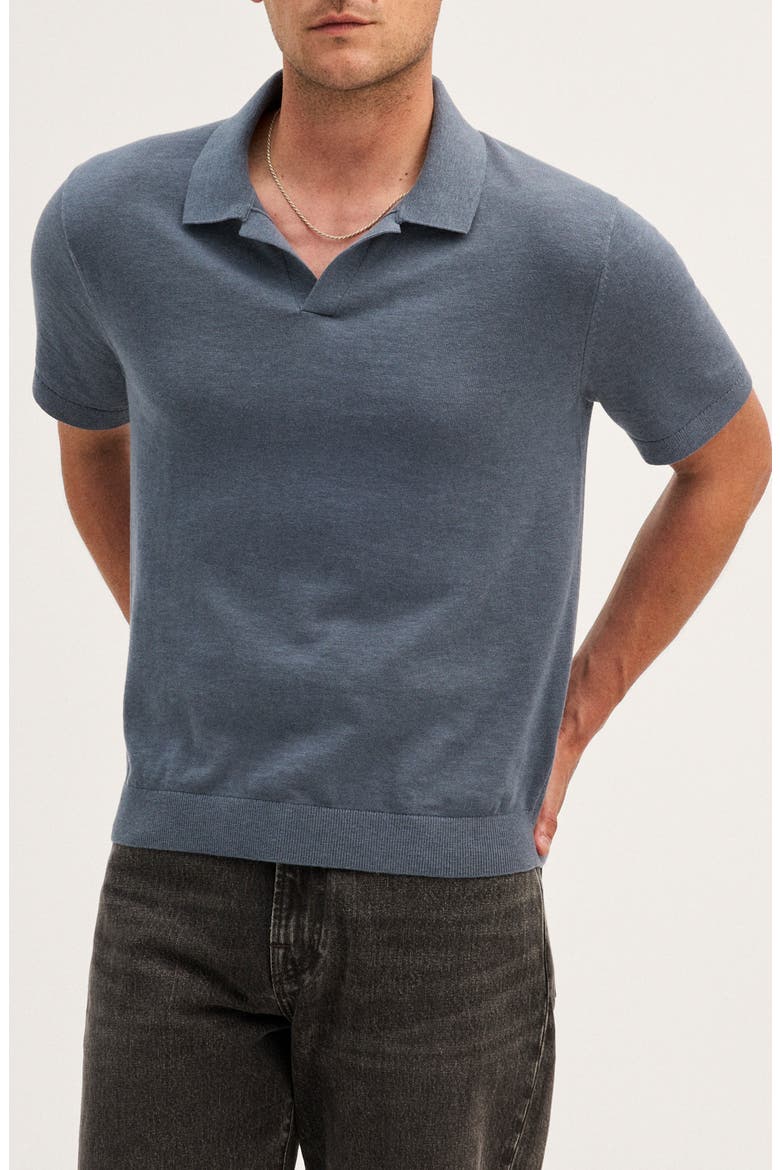 Johnny-Collar Cotton Slub Sweater Polo, Main, color, CHALKED MIDNIGHT