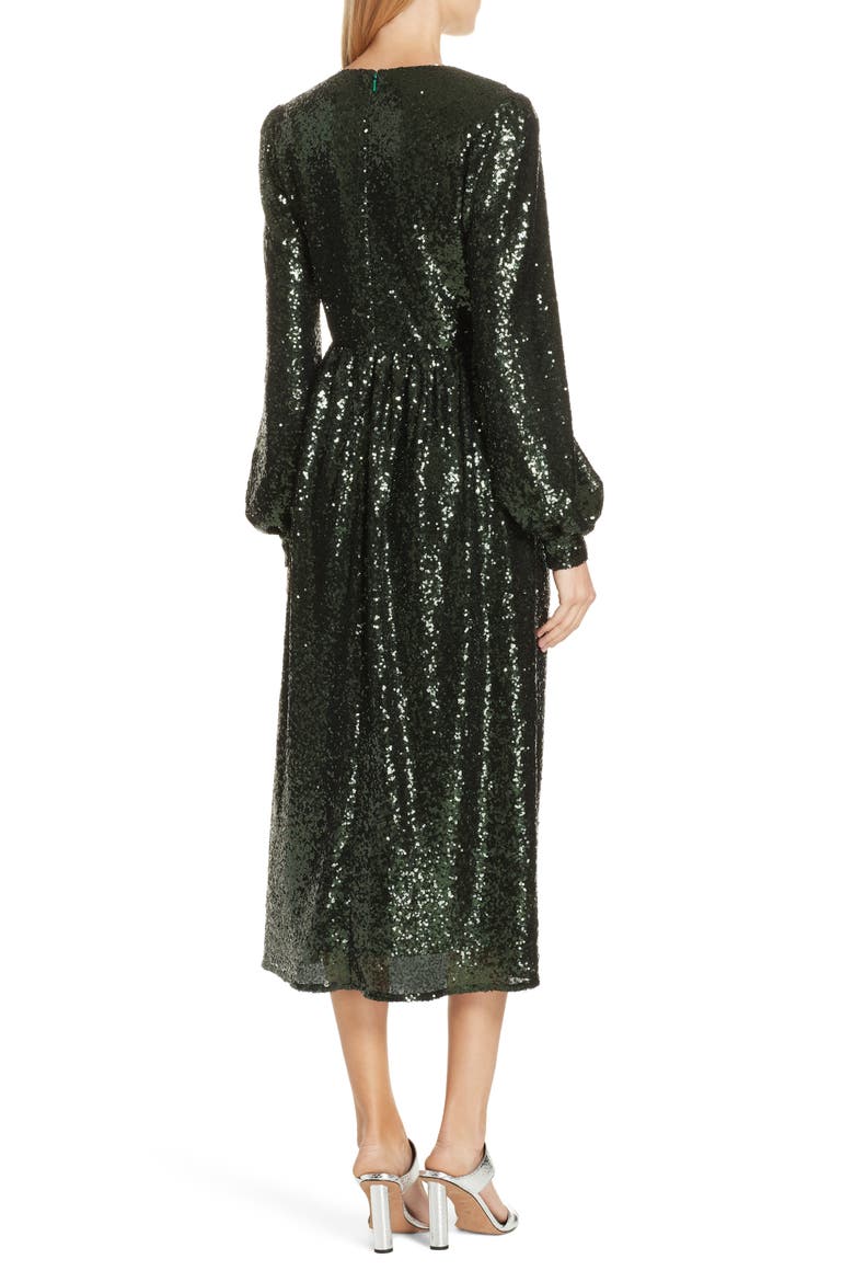 Camille Sequin Midi Dress, Alternate, color, DARK GREEN