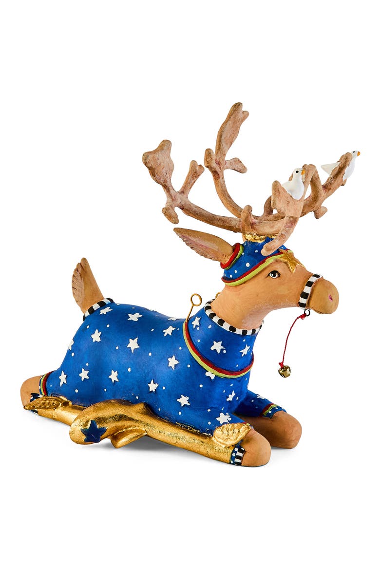 Patience Brewster Dash Away Reindeer Christmas Ornament, Main, color, BLUE