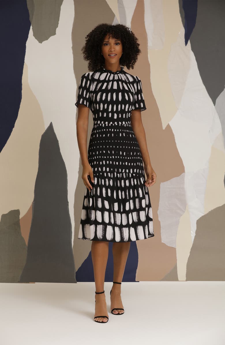 Maggy London Abstract Print Tiered Midi Dress, Alternate, color,