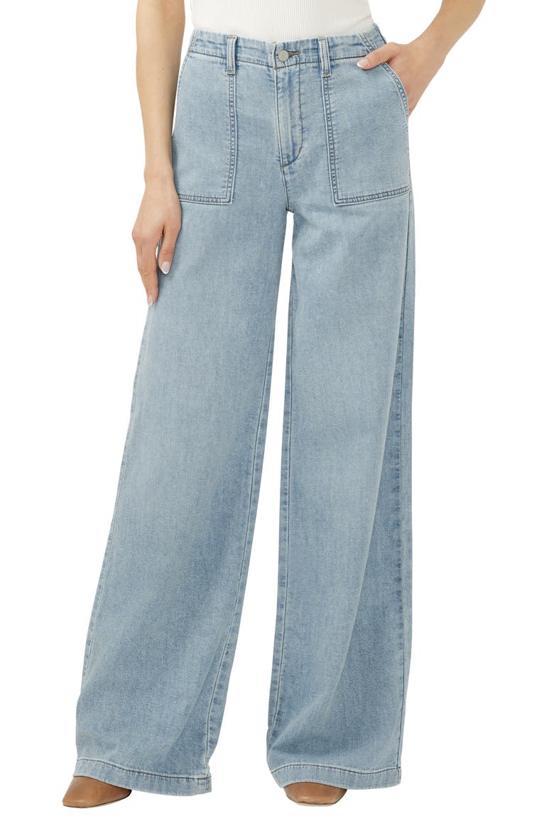 Lightweight Wide Leg Knit Denim Pants, Main, color, CRICKETS