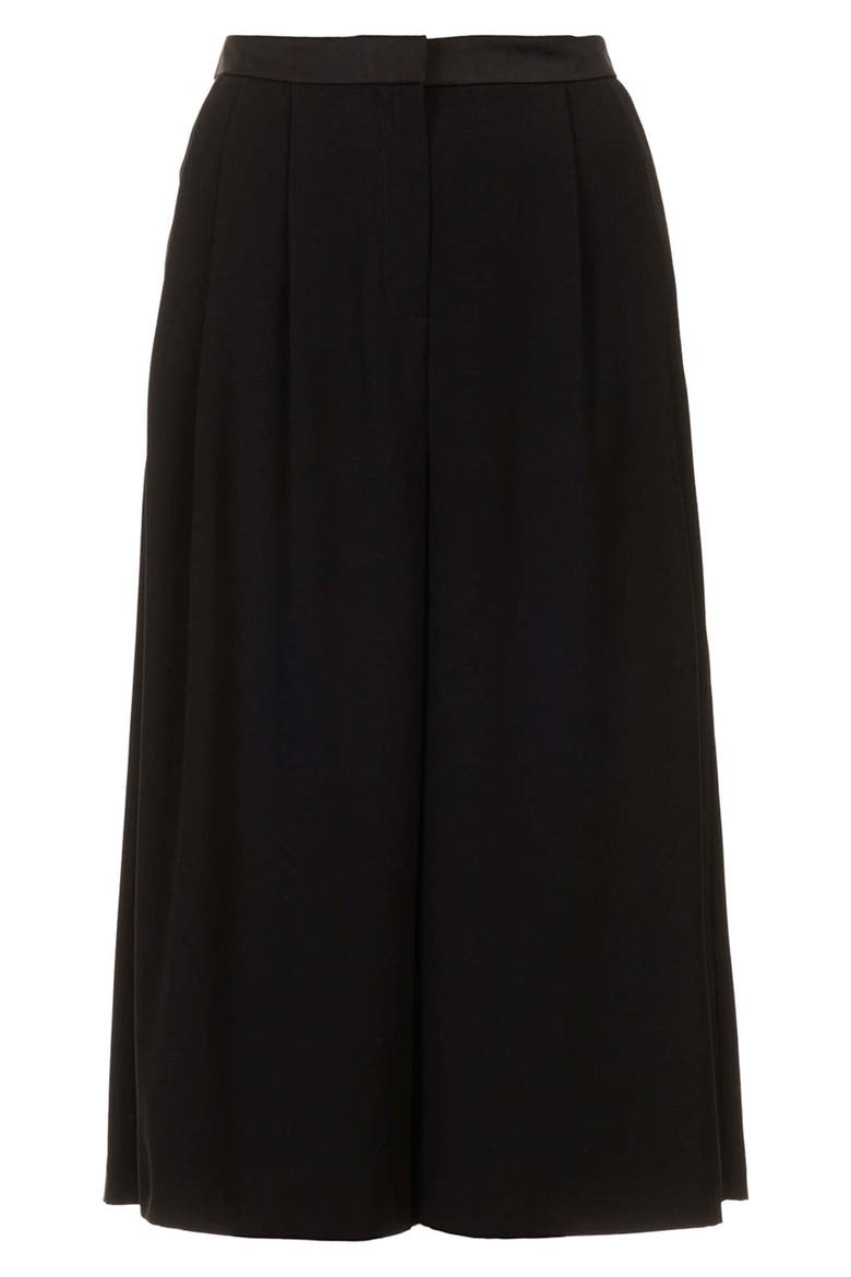 Crepe Gaucho Pants, Alternate, color, BLACK