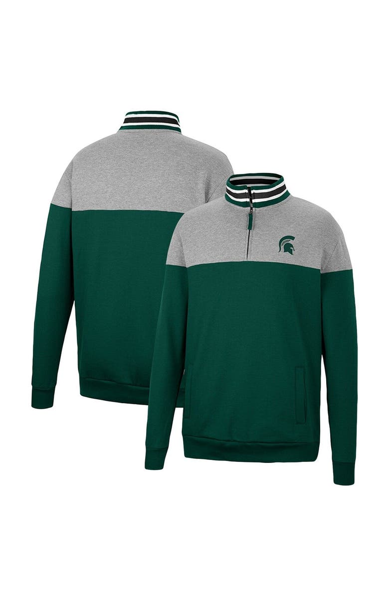 COLOSSEUM Men's Colosseum Green/Heather Gray Michigan State Spartans Be the Ball Quarter-Zip Top, Main, color, Green