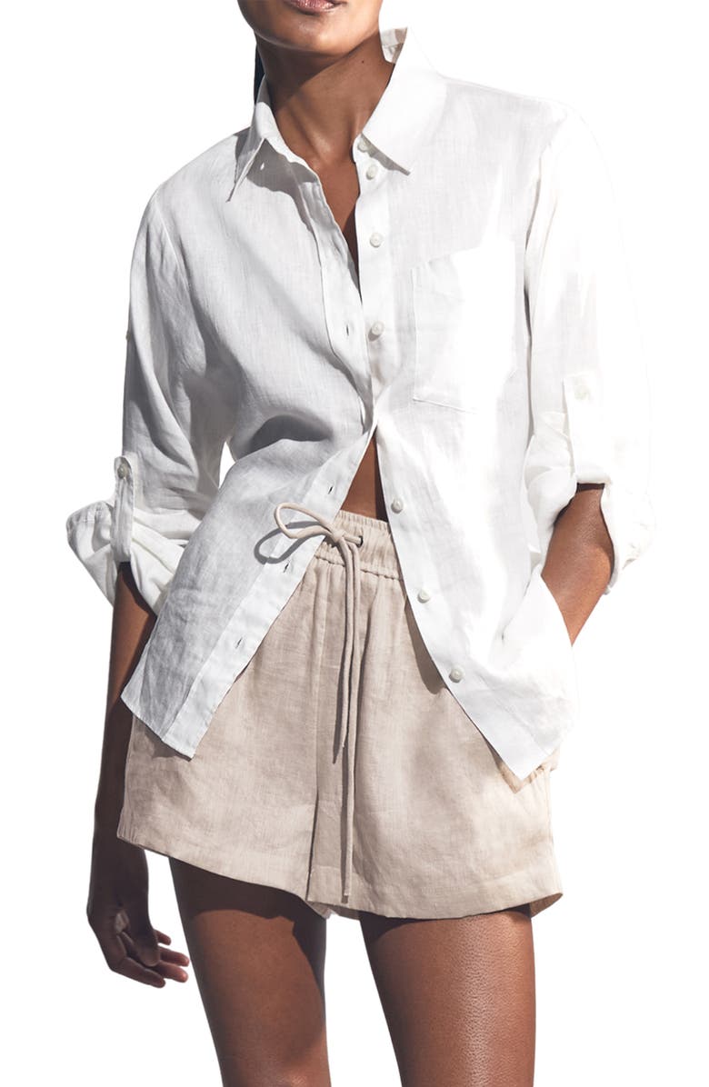 Reiss Willow Linen Blend Drawstring Pants, Main, color, Willowneutral