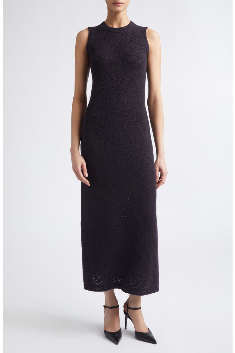 Sleeveless Cashmere Pointelle Sweater Dress, Main, color, 177 AMETHYST