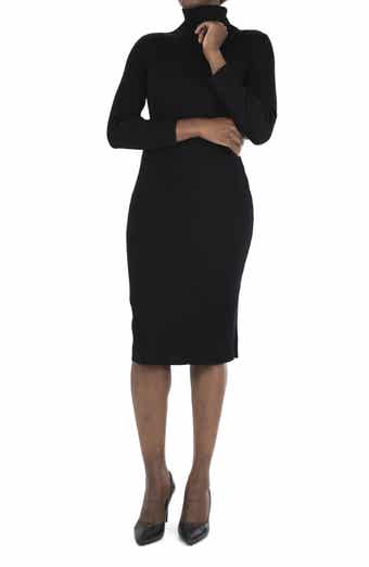 Nina Leonard Turtleneck Ribbed Midi Sweater Dress