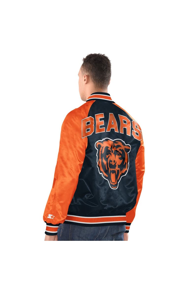 Men's Starter  Navy/Orange Chicago Bears Inductee Raglan Full-Snap Varsity Jacket, Alternate, color, Navy