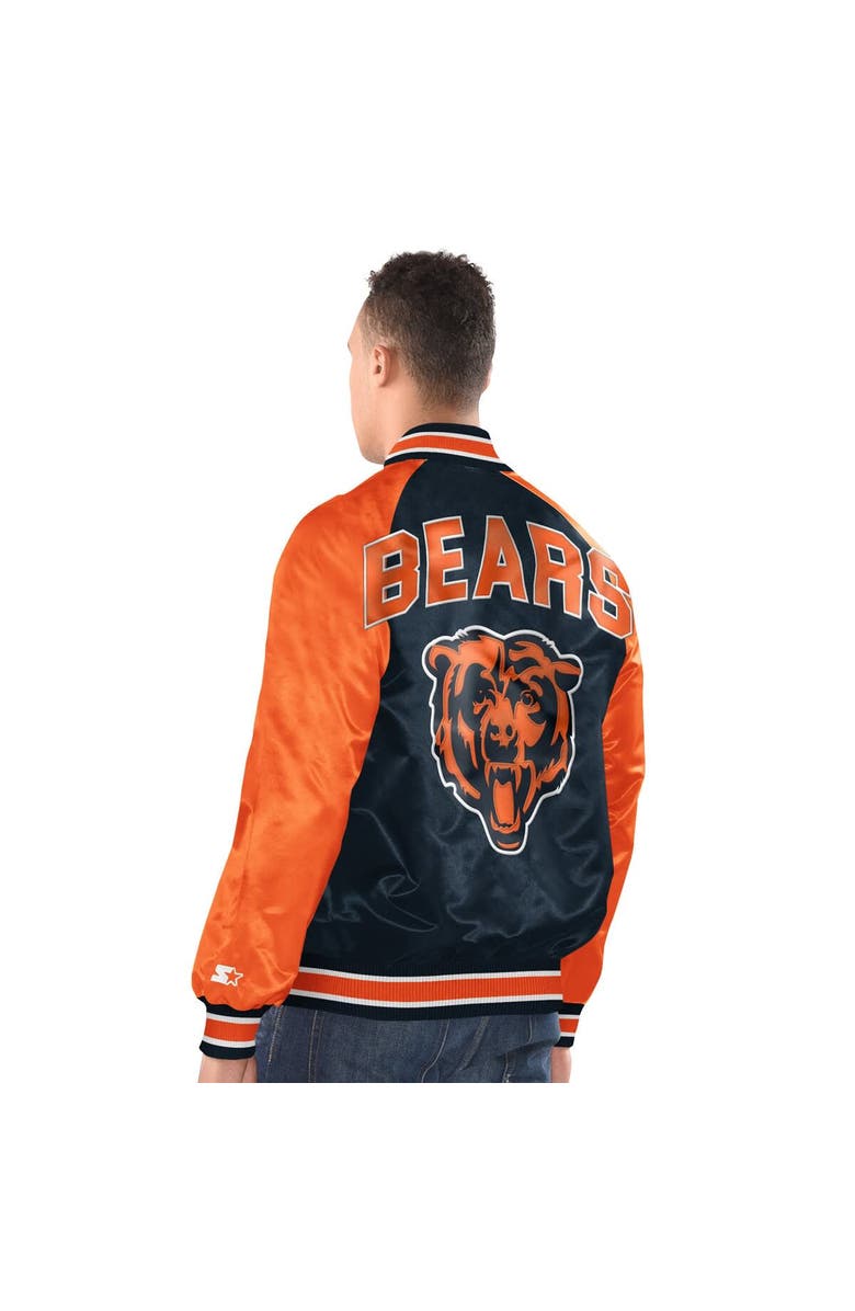 STARTER Men's Starter  Navy/Orange Chicago Bears Inductee Raglan Full-Snap Varsity Jacket, Alternate, color, Navy